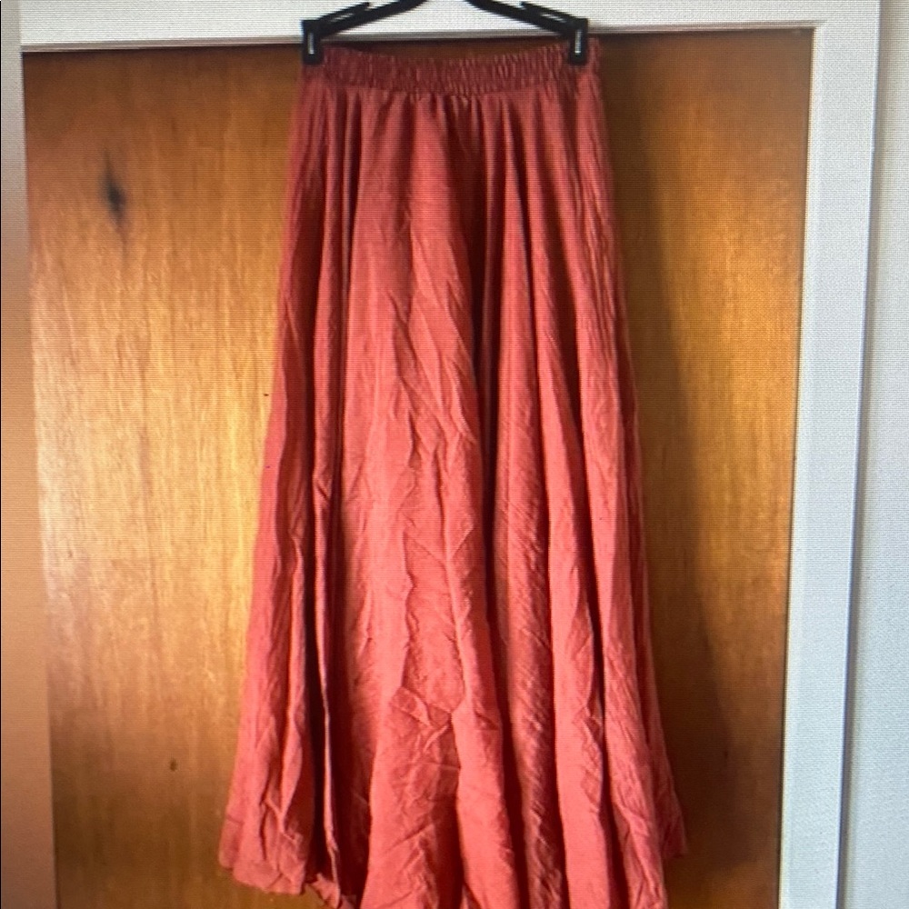 NWOT Chic Terracotta Linen Maxi Skirt